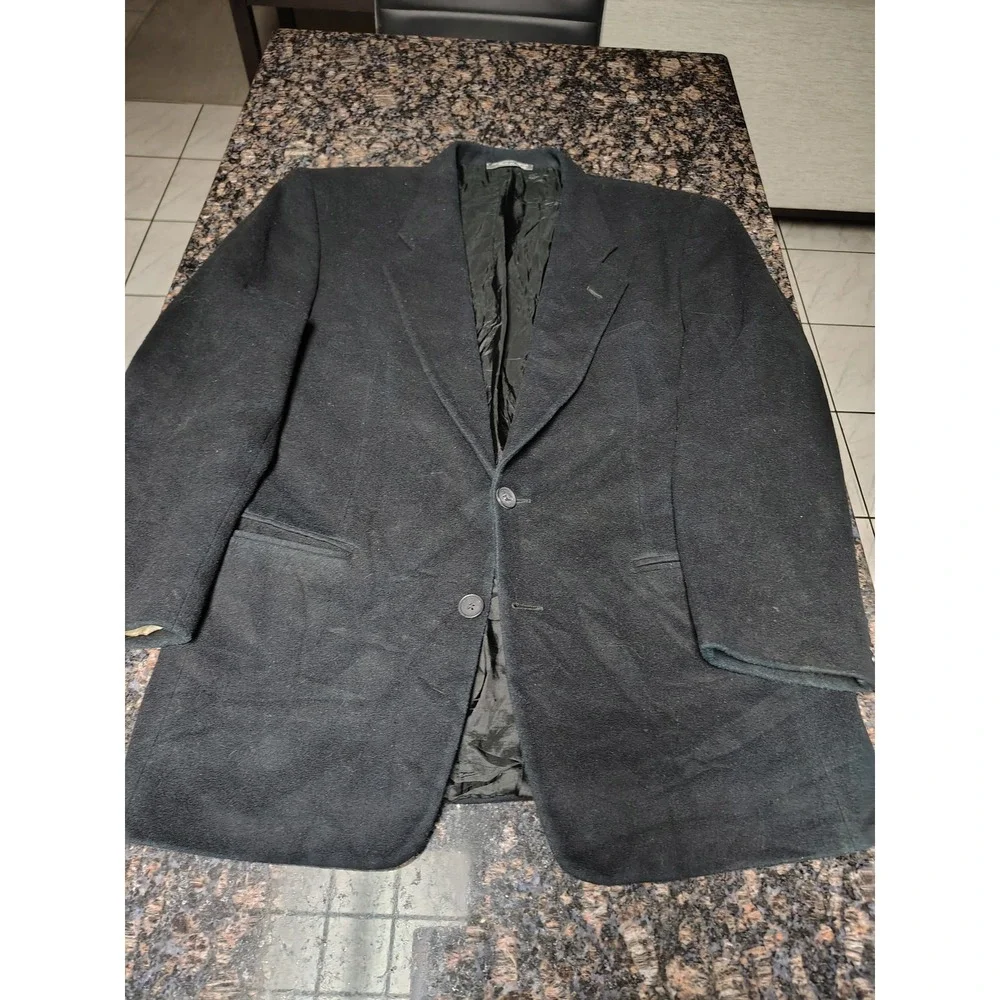 Sicons Vintage Mens Wool Blend Blazer Jacket Black Made in Italy Size 48 7R